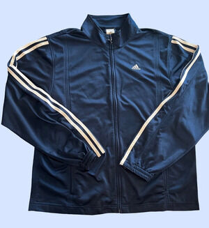 ADIDAS Track Jacket, Full Zip, Navy Blue| Women's: L